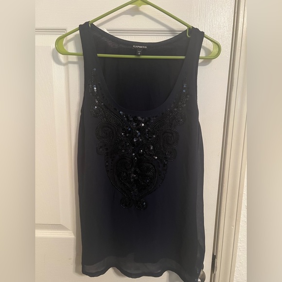 Express Tops - EUC Express Embellished Navy Tank